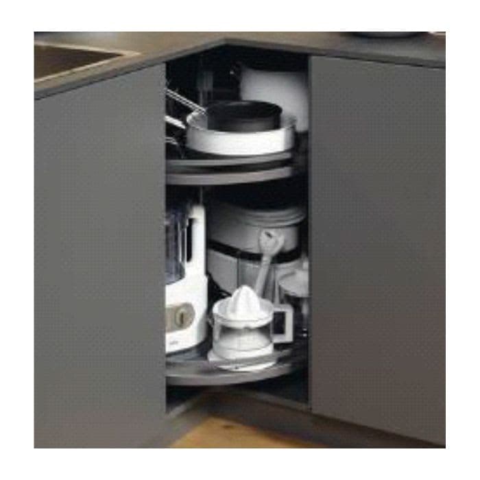 Hettich Cargo 3/4 Carousel M 2 Shelves 1 Round - Anthracite Finish