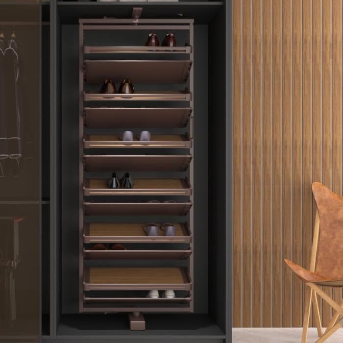 Hettich 360° Shoe Rack 12 Tier Mocha Finish