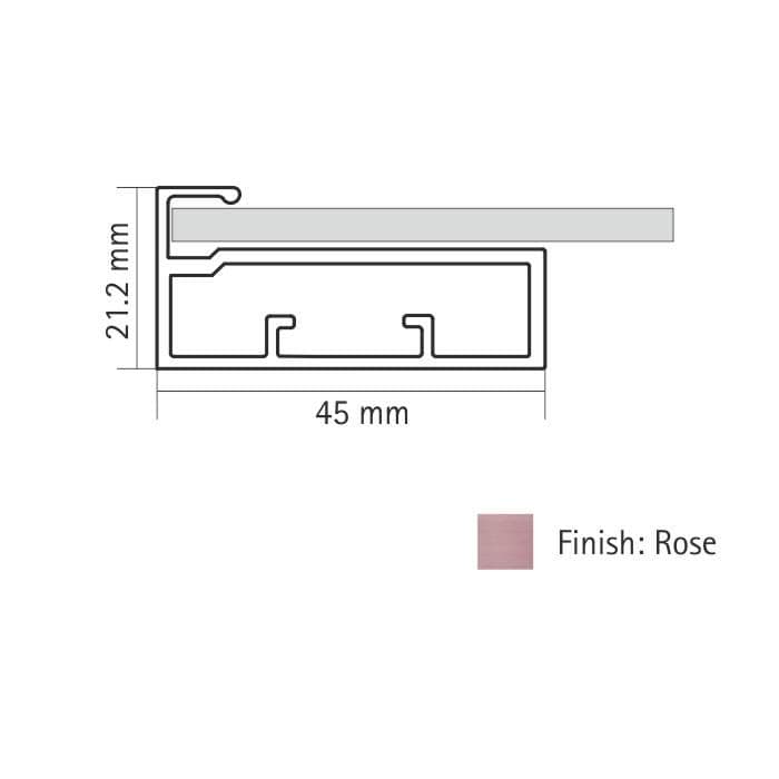 Hettich Glass Profile Handle Rose Glod 45 mm