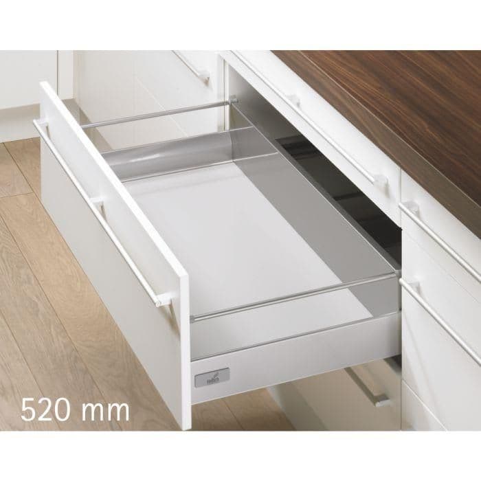 Hettich Innotech 520 mm Drawer Set, Silver, 30 Kg Full Extn, Silent (8 Inch)