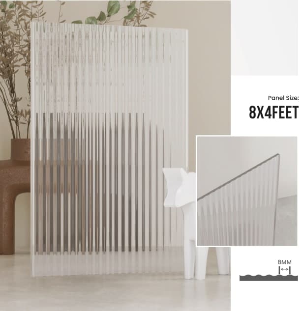 8 mm FLUTED GLASS ACRYLIC (CLEAR)