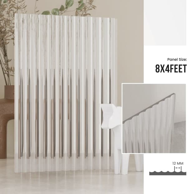 12 mm FLUTED GLASS ACRYLIC (CLEAR)